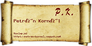 Petrán Kornél névjegykártya